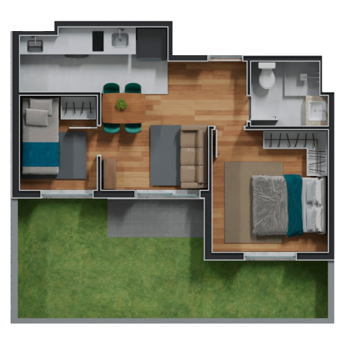 Apartamento 2 Quartos com Garden