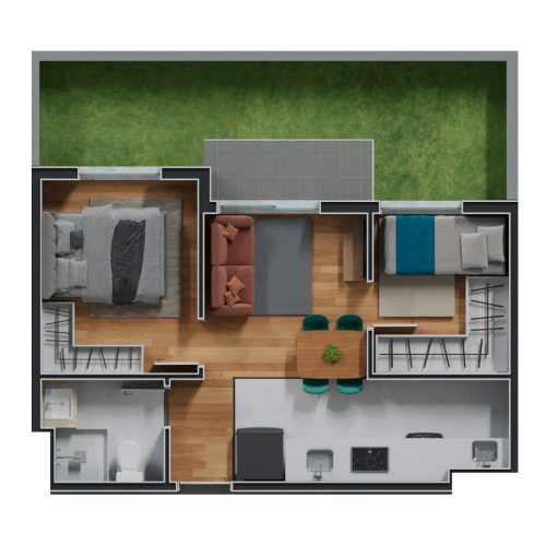 Apartamento 2 Quartos com Garden