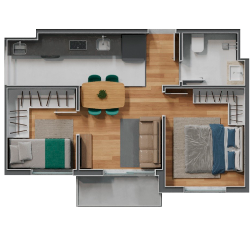 Apartamento 2 Quartos com Sacada