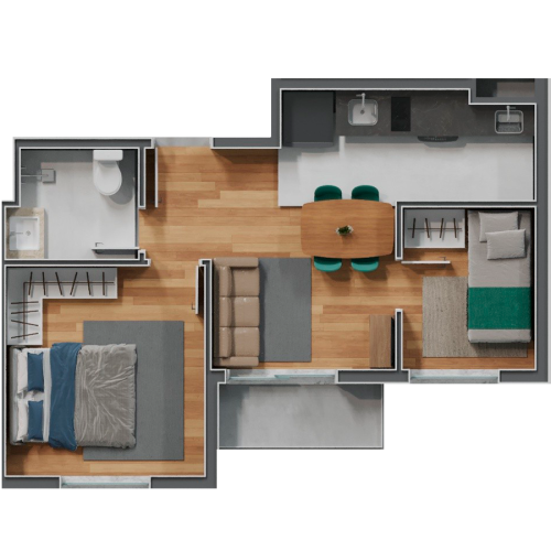 Apartamento 2 Quartos com Sacada